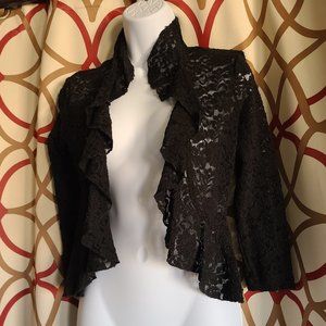 NWOT Connected 3/4 Sleeve Lace Ruffle Bolero Jacket/Shrug